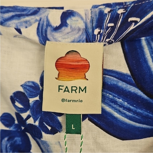 NEW With Tags Farm Rio Garden Tiles Linen Mini Dress - Picture 3 of 10